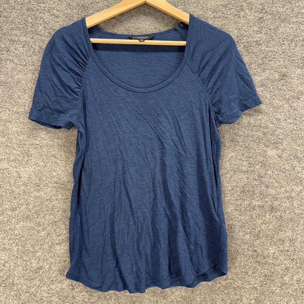 Liverpool T-Shirt Women S Small Blue Short Sleeve Round Neck Pullover Cotton